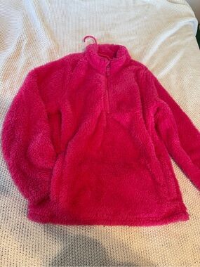 wonder nation Bright Pink Plush Half-Zip Jacket